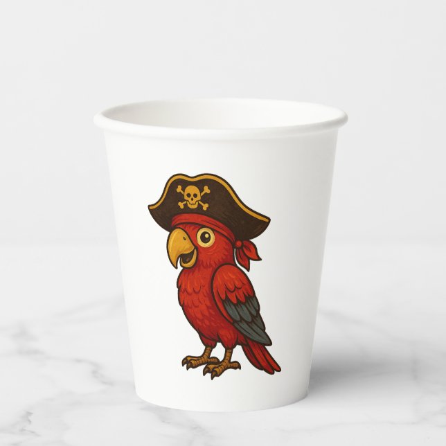 Pirate Parrot Birthday Party Pappbecher (Vorderseite)
