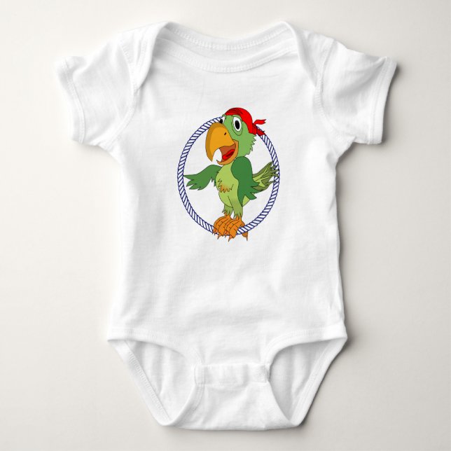 Pirate Parrot Nautical Print Baby Strampler (Vorderseite)