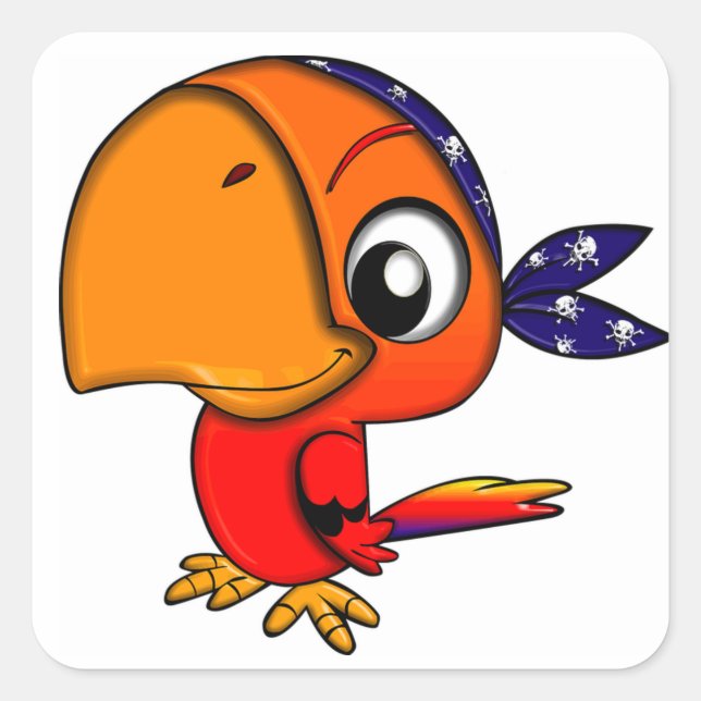Pirate Parrot Quadratischer Aufkleber (Vorderseite)