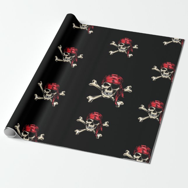 Pirate Party Adult Salty Skulls Geschenkpapier (Ungerollt)