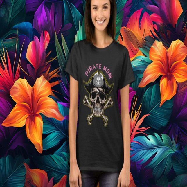 Pirate Party Adult Skull Kapitän Knochen Mama T-Shirt (Von Creator hochgeladen)