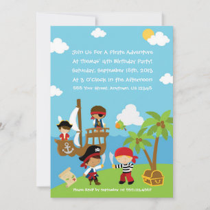 Pirate Party - Invitations d'anniversaire personna
