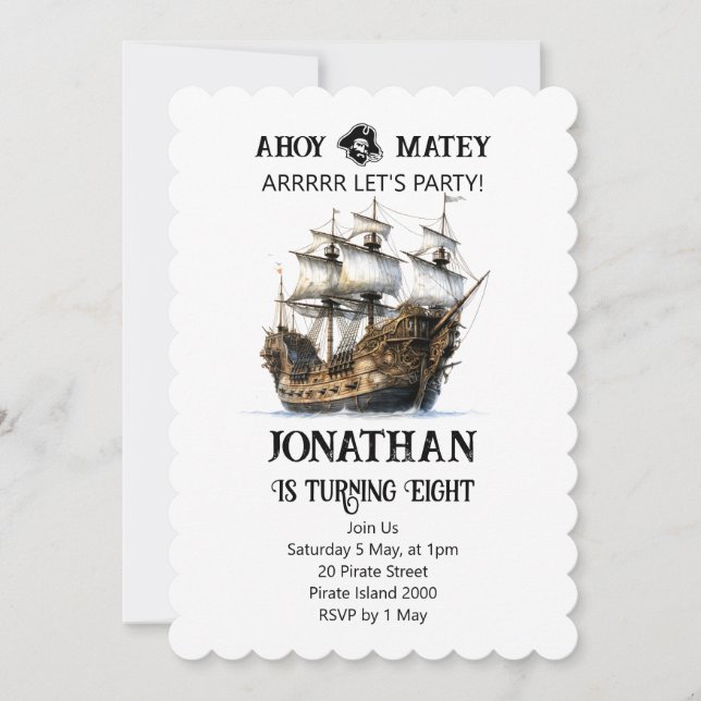 Pirate Party Navire Anniversaire Invitation (Devant)