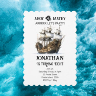 Pirate Party Ship Birthday Einladung