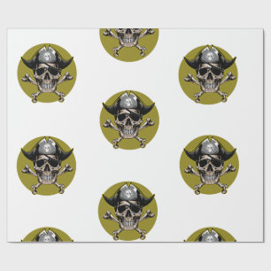 Pirate Party Skull Gold Geschenkpapier