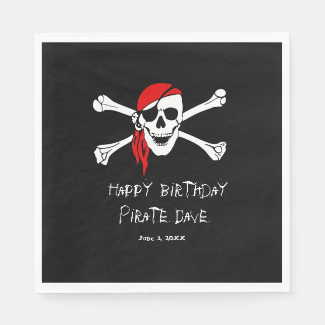 Pirate Party Skull und Crossbones Paper Napkins Serviette (Vorderseite)