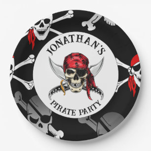 PIRATE-PARTY-SKULLS-Papierplatte Pappteller