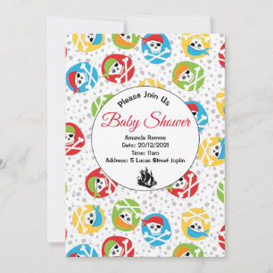 Pirate Pattern Baby Dusche Einladung