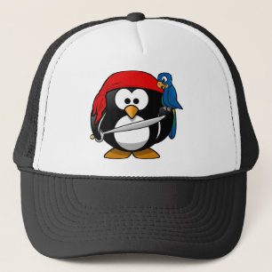Pirate Penguin mit einer Roten Bandanna und einem Truckerkappe