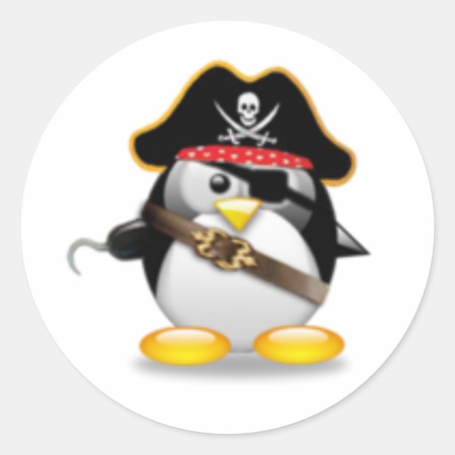 Pirate Penguin Runder Aufkleber (Vorderseite)