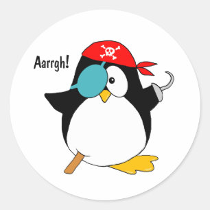 Pirate Penguin Runder Aufkleber