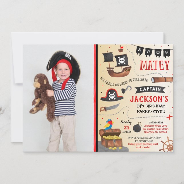  Pirate Photo invitations à la fête d'anniversaire (Devant)