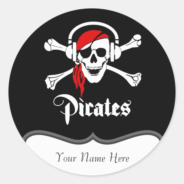 Pirate Piratenflagge Runder Aufkleber (Vorderseite)
