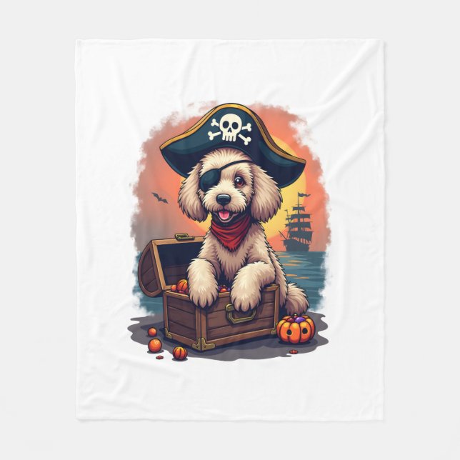 Pirate Poodle Plunder Fleecedecke (Vorderseite)