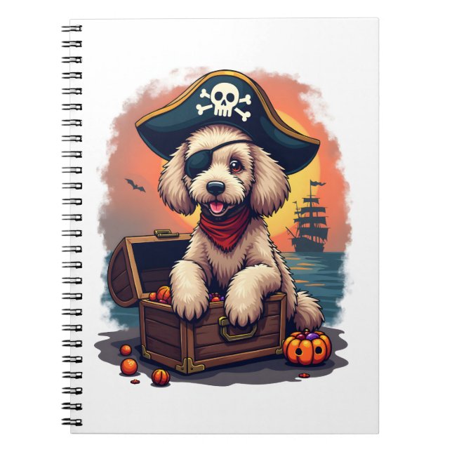 Pirate Poodle Plunder Notizblock (Vorderseite)