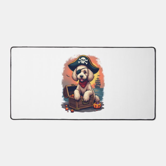 Pirate Poodle Plunder Schreibtischunterlage (Vorderseite)