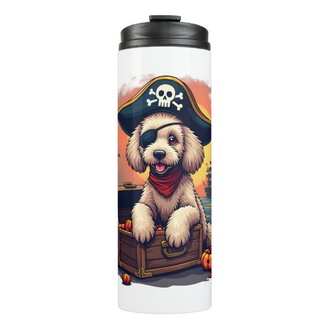 Pirate Poodle Plunder Thermosbecher (Vorderseite)