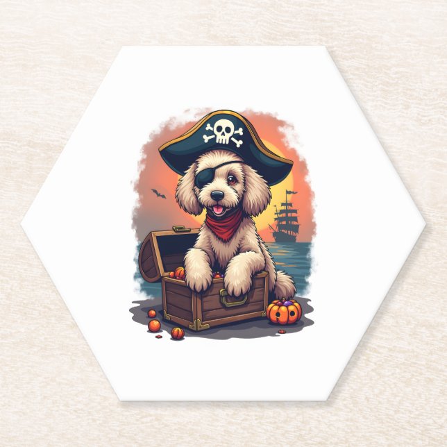Pirate Poodle Plunder Untersetzer (Vorderseite)