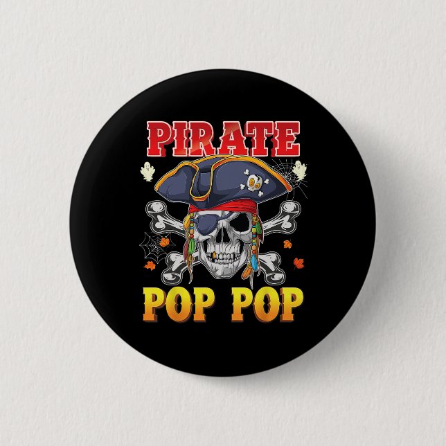 Pirate Pop-Pop Skull Crossbones Halloween Kostüm Button (Vorderseite)