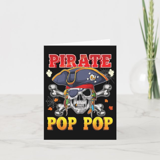 Pirate Pop-Pop Skull Crossbones Halloween Kostüm Karte (Vorderseite)