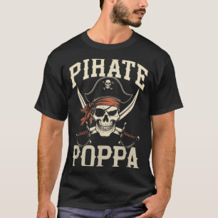 Pirate Poppa Lustiger Kapitän passendes Halloween T-Shirt
