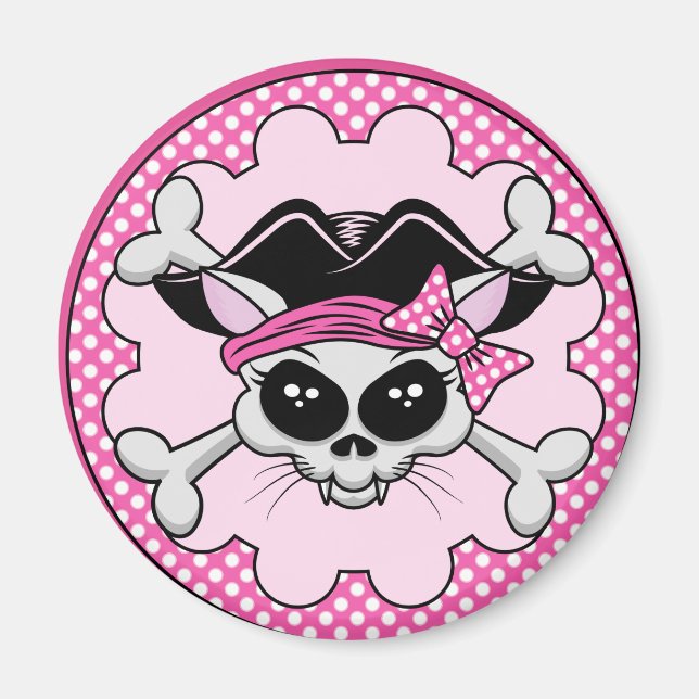 Pirate Princess Kitty Skull Magnet (Vorne)