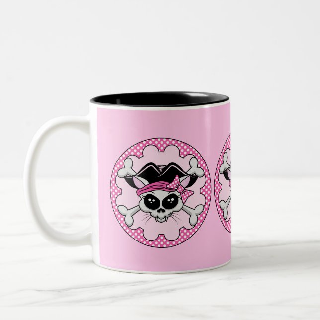 Pirate Princess Kitty Skull Zweifarbige Tasse (Links)