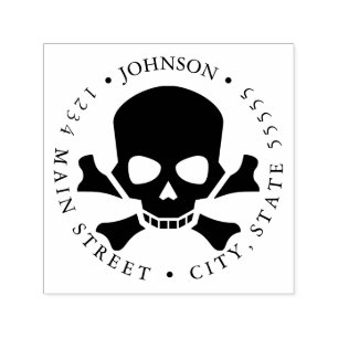 PIrate-Return-Label für menschlichen Schädel und K Permastempel