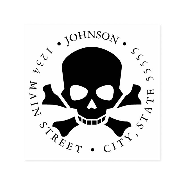 PIrate-Return-Label für menschlichen Schädel und K Permastempel (Design)