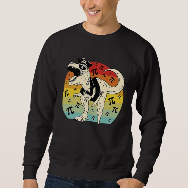 Pirate Rex Dinosaur retro sunset Pie math Sweatshirt (Vorderseite)