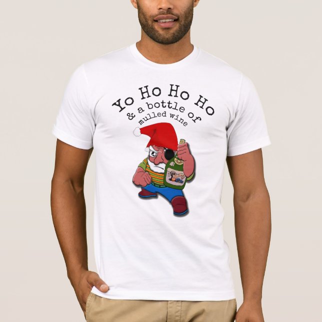 Pirate Santa Funny Mulled Wein Weihnachten T-Shirt (Vorderseite)
