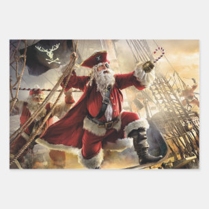 Pirate Santa Geschenkpapier Set