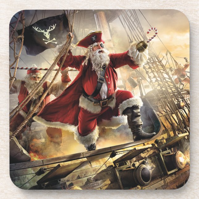 Pirate Santa Getränkeuntersetzer (Vorderseite)