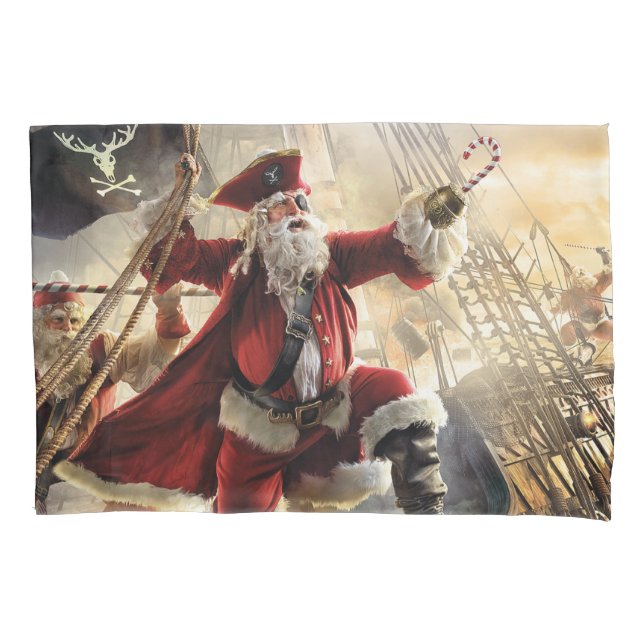 Pirate Santa Kissenbezug (Vorderseite-Links)