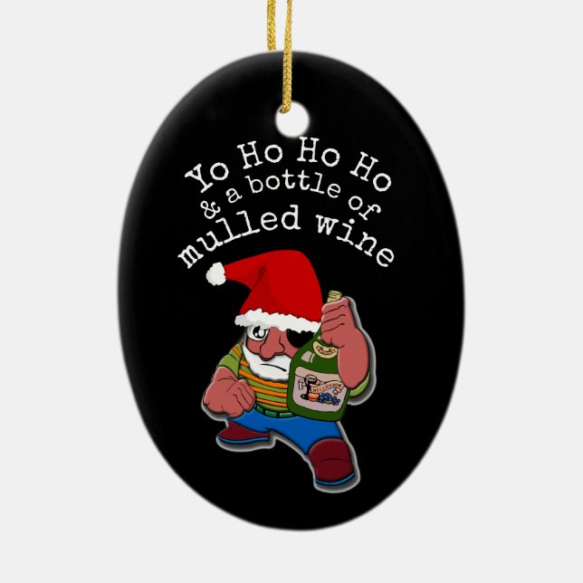 Pirate Santa Mulled Wein Weihnachten Keramik Ornament (Hinten)