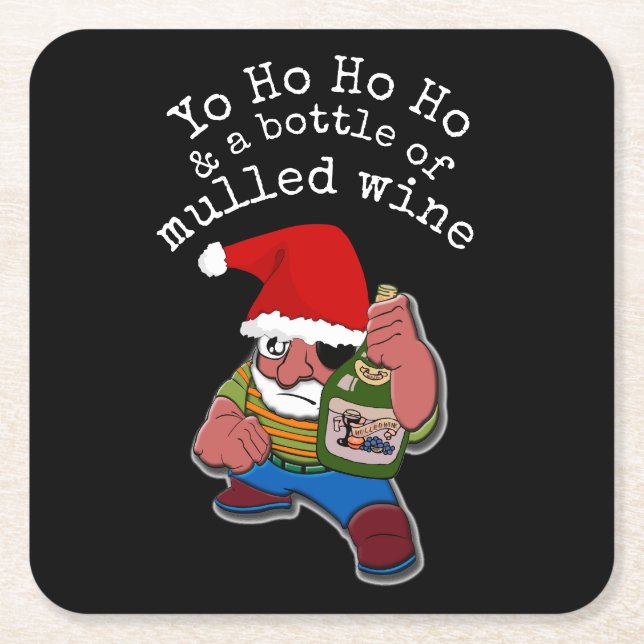 Pirate Santa Mulled Wein Weihnachten Rechteckiger Pappuntersetzer (Vorderseite)