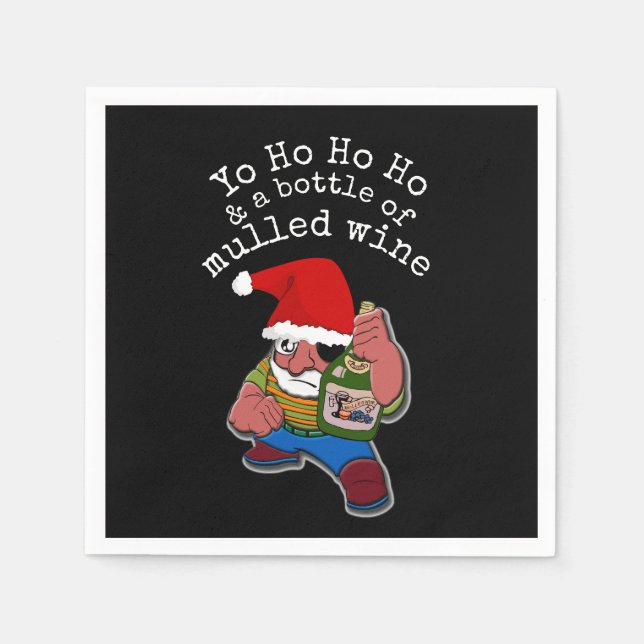 Pirate Santa Mulled Wein Weihnachten Serviette (Vorderseite)