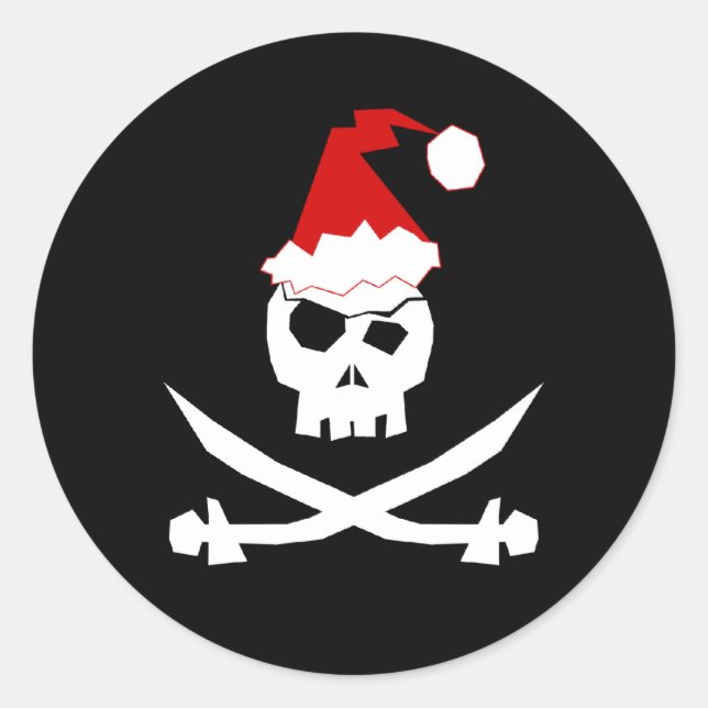Pirate Santa Runder Aufkleber (Vorderseite)