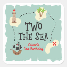Pirate Schatzkarte 2 das Meer 2. Geburtstag Quadratischer Aufkleber
