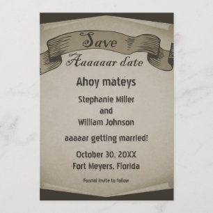Pirate Scroll Save the Date einladen, braun Einladung