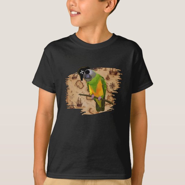 Pirate Senegal Parrot Schatzkarte T-Shirt (Vorderseite)