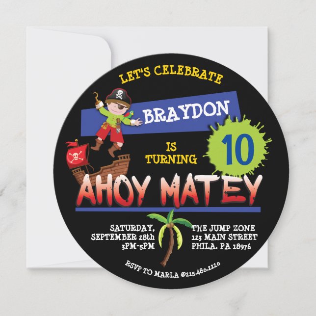 Pirate Ship Anniversaire Fête Invitation (Devant)