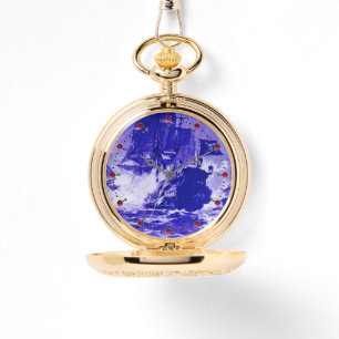PIRATE SHIP BATTLE Navy Blue Nautic Armbanduhr