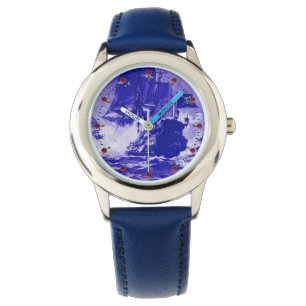 PIRATE SHIP BATTLE Navy Blue Nautic Armbanduhr