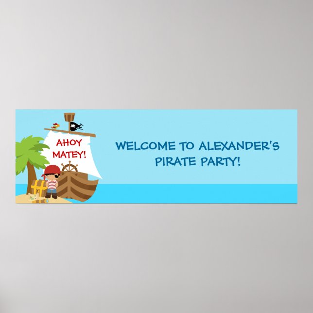 Pirate Ship Boy Birthday Party Banner Poster (Vorne)