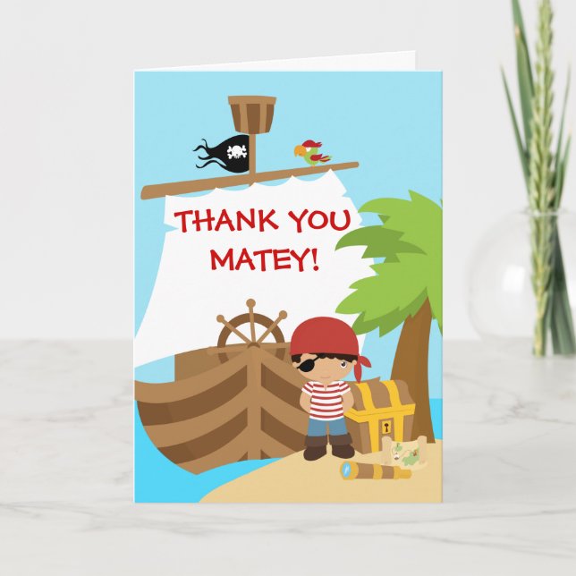 Pirate Ship Boy Geburtstag Danke Karte (Vorderseite)