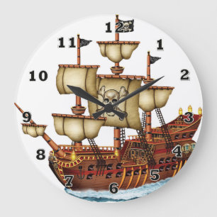 Pirate Ship Large Wall Clock Große Wanduhr