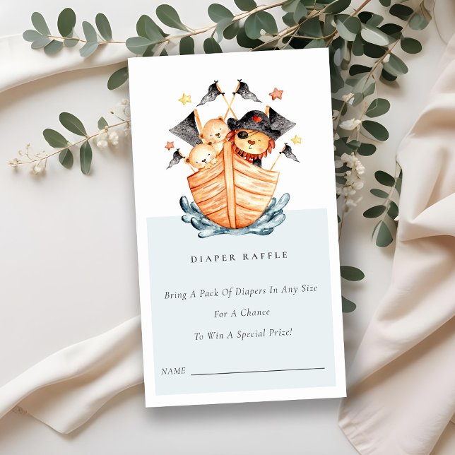 Pirate Ship Lion Cub Diaper Raffle Baby Dusche Begleitkarte (Von Creator hochgeladen)
