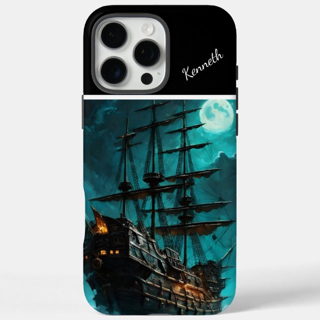 Pirate Ship Moonlight Galleon iPhone 16 Pro Max Hülle (Rückseite)