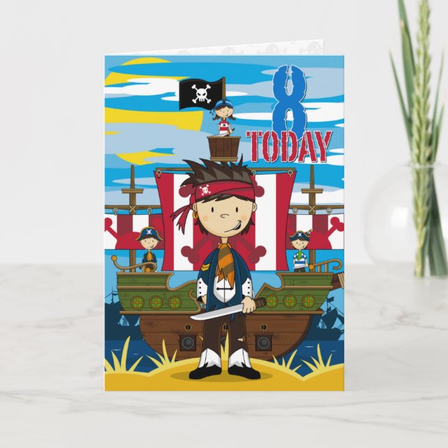 Pirate Ship Scene 8e carte d'anniversaire (Devant)